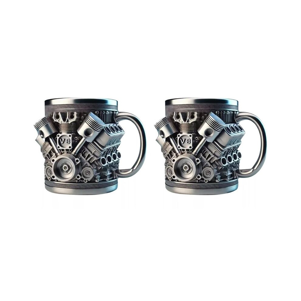 V8 Engines Stainless Steel Coffee Mug Funny Car Engine Design Mug Coffee Cup Cocktail Mug Tea Cup For Car Enthusiasts2pc 4712939918061