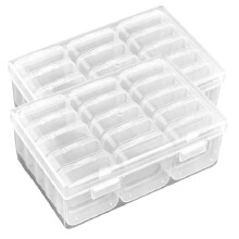 Boîte de Rangement pour Perles 15 Compartiments, Transparente, avec Couvercle à Charnière, Support Rectangulaire Portable pour Bijoux et Loisirs