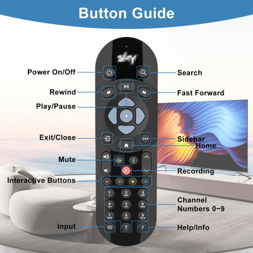 Oumida Replacement Remote Control Compatible with All Sky Q Box, Mini and Silver Box (Non-Touch, No Voice Control) 1
