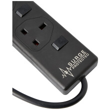4 Gang Switched Surge Protected Mains Extension Lead, Black, 4m