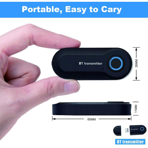 Bluetooth Transmitter, Wireless Portable Stereo USB Transmitter, Bluetooth 5.0 Transmitter for 3.5mm Audio Devices & RCA Connections, Paired with Blu 1