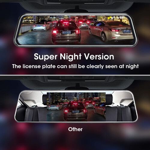 Jansite 10" Mirror Dash Cam Front and Rear View Camera 1080P Retractable 2