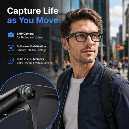 HOUAN AI Smart Glasses with Camera Video Recording Bluetooth Sunglasses 1