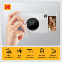 KODAK Printomatic Instant Camera (Grey) Gift Bundle + Zink Paper (20 Sheets) + Case + 7 Sticker Sets + Markers + Photo Album