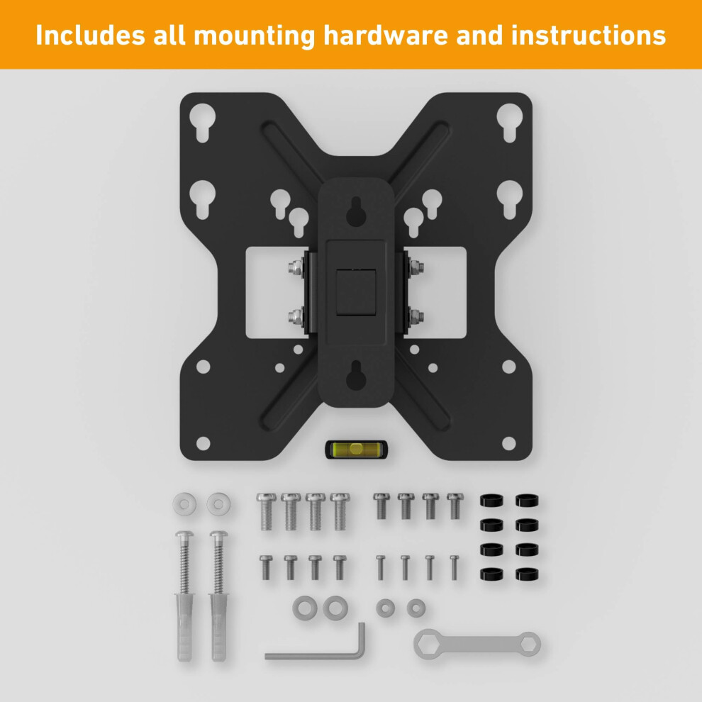 D-Line Tv Wall Bracket For 23-50 Inch Tvs, Low Profile Tilt & Turn Tv Wall Bracket With Spirit Level, Slim Tilt Tv Mount - Vesa 75X75mm - 200X200mm, 5005227703845