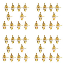 40Pcs RCA Female Jack Plated Rca Connector Gold Panel Mount Chassis Audio Socket Plug Bulkhead with Nut Solder Cup