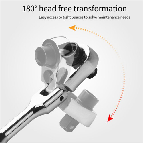 2X 2-in-1 Round Handle Ratchet Wrench 1/4 Double Ended 72 Teeth Quick Spanner Tool Screwdriver Socket Bit