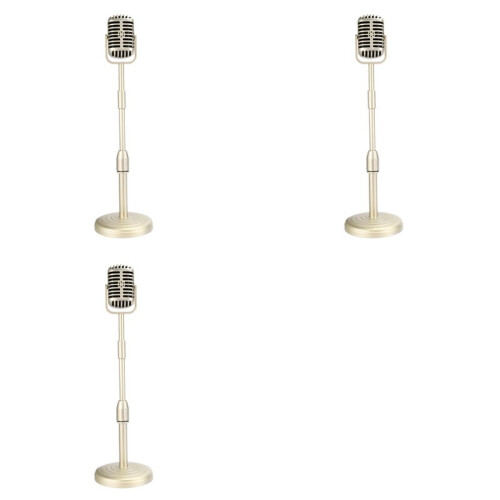 3X Modello di Supporto per Microfono da Tavolo Vintage con Altezza Regolabile, Supporto per Microfono nel Stile Retrò Classico Supporto per Microfono