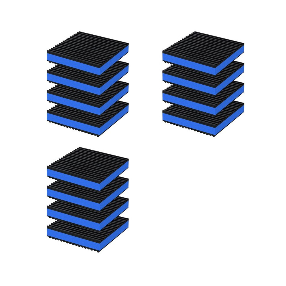 12Pcs Anti Vibration Pads 4X4x7/8Inch Sound Isolation Ribbed Rubber Mats With Eva Center, Vibration Isolation Pads 6033269096990
