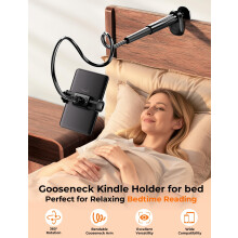 Mumay Gooseneck Kindle & Phone Holder for Bed: 39.4" Long Flexible Lazy Arm Mount for Hands-Free Reading, Bedside Desk Headboard Phone Stand for iPho