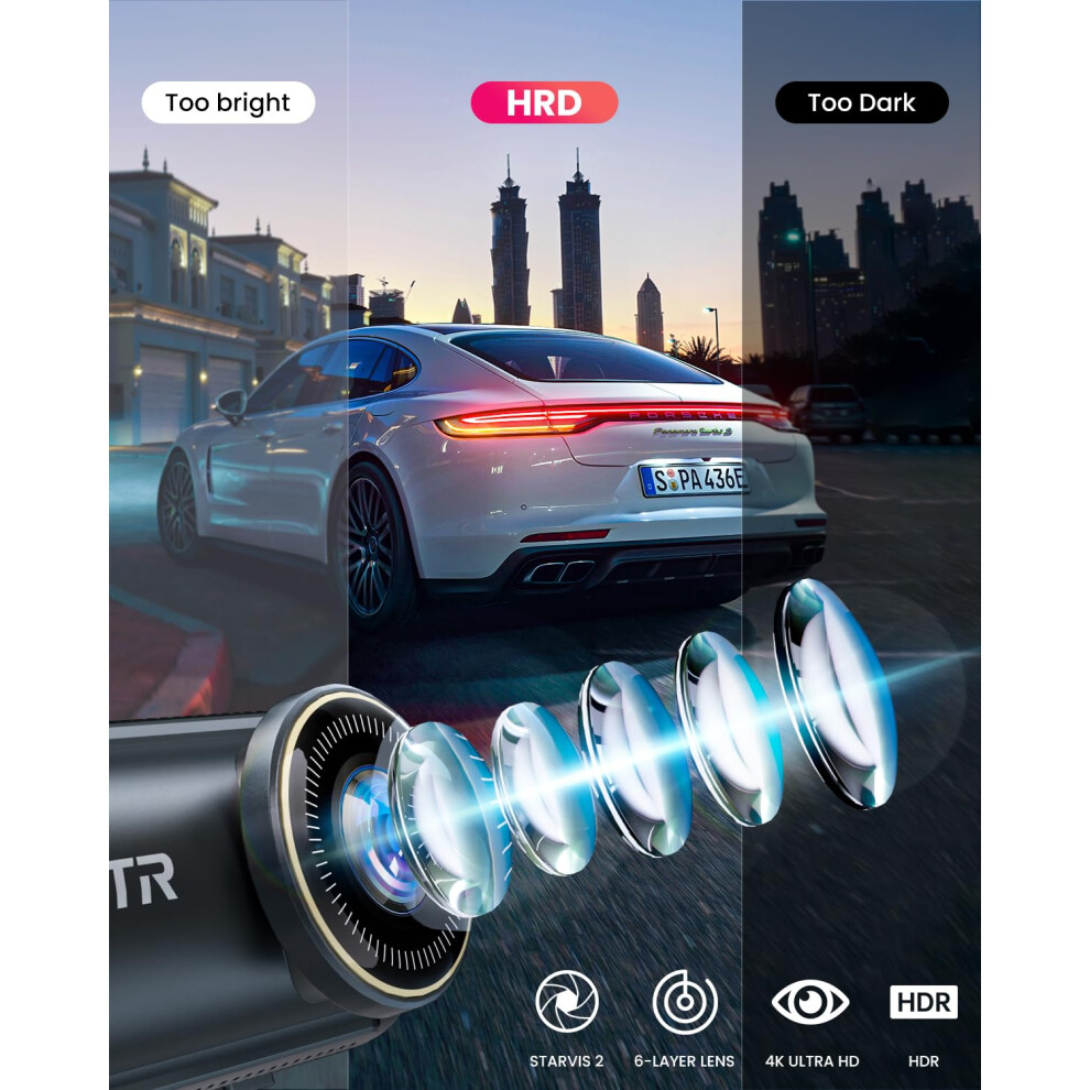 4K Dash Cam Front And Rear, 5Ghz Wifi Dashcam With 64Gb Sd Card,4K+1080P Dual Car Dash Camera, Full Hd Dash Cam With App Control, G-Sensor, Wdr, Loop 5006757846958