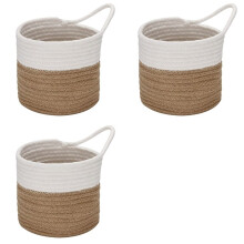 3X Wall Baskets Small Cotton Rope Baskets Woven Baskets Storage Hanging Baskets for Organizing Round Baskets, B