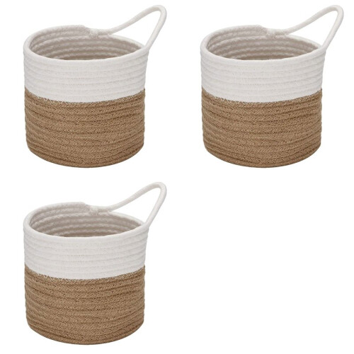3X Wall Baskets Small Cotton Rope Baskets Woven Baskets Storage Hanging Baskets for Organizing Round Baskets, B