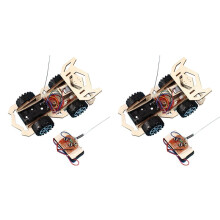 2X DIY RC Car Toys Assembly Wooden Building Vehicle Toys Racing Car Toy Scientific Experiment Model Kits Gift for Kids