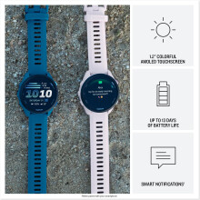 Garmin Forerunner 70, 43mm GPS running smartwatch, lightweight, AMOLED, easy to use, safety & tracking features, up to 13 days battery life, Black