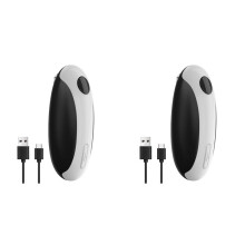 2X Elektrisk Konservöppnare, Elektrisk Konservöppnare Passar Alla Burkstorlekar, USB-Laddningsbar, Bärbara Köksredskap