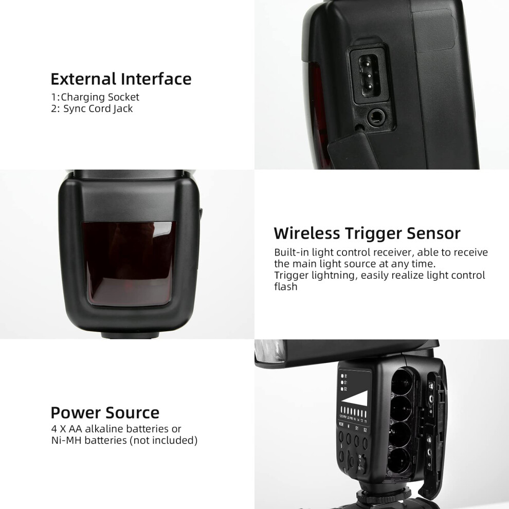 Photoolex Flash Speedlite Compatible With Canon Sony Nikon Panasonic Olympus Pentax And More Dslr Cameras, Digital Camera Speedlight With Standard Ho 5003400574183