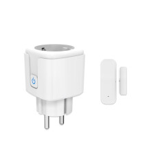Socket Outlet 16A and Door/Window Sensor Wireles Remote Control Anti-Theft Alarms Socket WiFi Timer Socket EU Plug