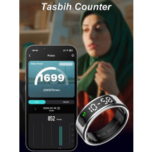 findtime Smart Ring with Display Sleep Tracker Heart Rate Blood Oxygen Monitor Tasbih Finger Counter Gesture Control Step Counter Calories Waterproof