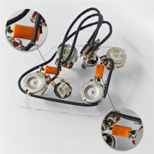 2X Guitar Potentiometer Pre-Wired Harness Kit with Individual Switches Audio Output Jack 500K Pot for SG Type Guitars