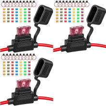 30Pack Inline Fuse Holder 12V,12 AWG Waterproof Fuse Holder with 35Pcs (5A/7.5A/10A/15A/20A/30A/40A) Standard Car Fuses