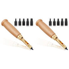 2X Perforadora de Tornillos Japonesa Ajustable para Cuero, con Mango de Madera, para Cinturón, para Coser Cuero.