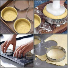 10Pack 20cm Circular Tart Rings with Holes Stainless Steel Fruit Pie Quiches Cake Mousse Mold Kitchen Baking Mould