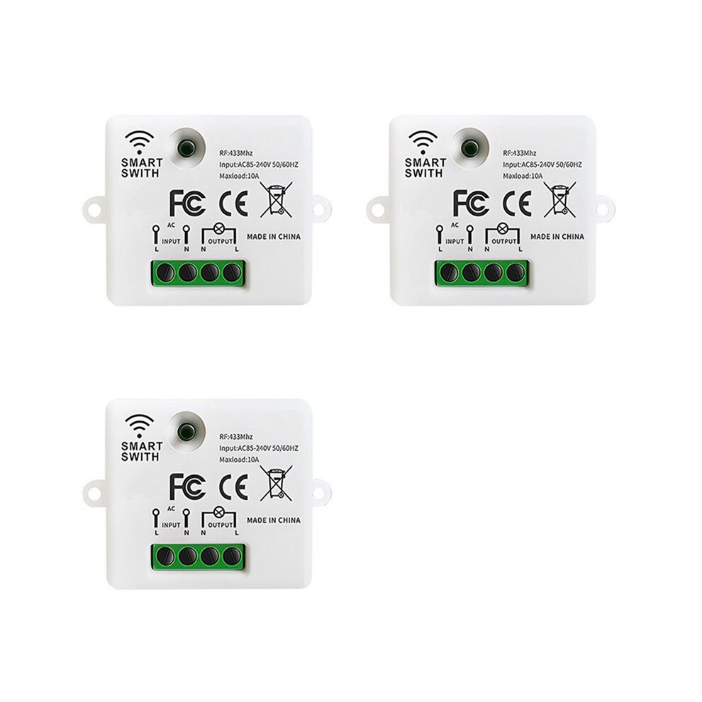 3X Rf 433Mhz Wireless Panel 10A Remote Control Relay Receiver Module Transmitter For Bedroom Light 4713422641442