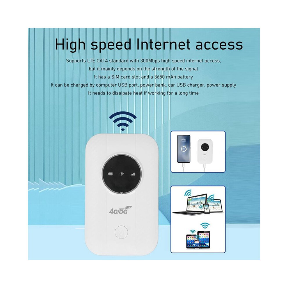 6X Lte 4G 5G Modem Router, 300Mbps Hotspot To 10 Devices, Sim Card Slot, 2100Mah Battery, For Travel, Business Trip 4713332376830