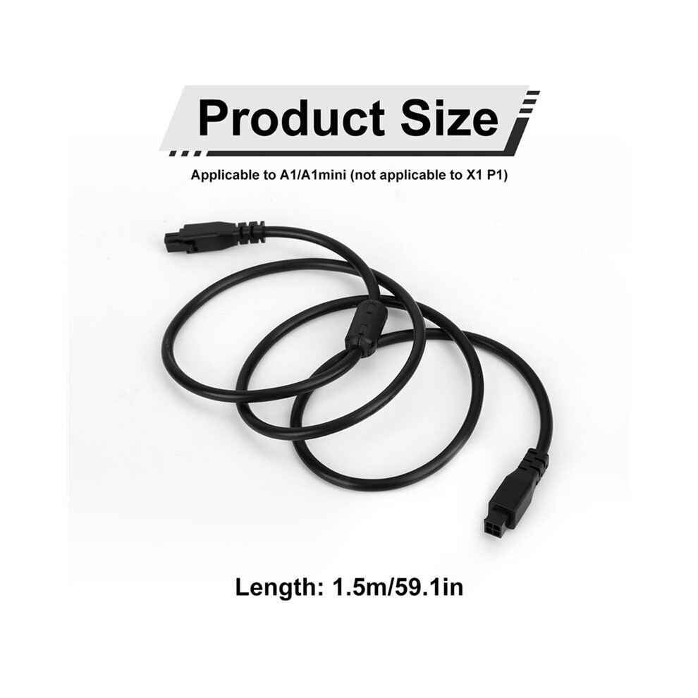 2Pcs 1.5M 4Pin Ams Lite Extension Cable, Extension Cord With Magnetic Ring 3D Printer For A1/A1mini 6032896327743