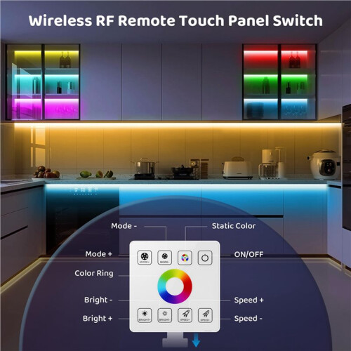 5X RF Touch Panel RGB LED Controller Kit, RGB LED Strip Lights Controller with RF Wireless Remote, for 5V 12V 24V 4-PIN 2