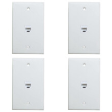 4-Pack 1-Port Ethernet Wall Plate, Jack Wall Plate with RJ45 Female to Female Inline Coupler Insert