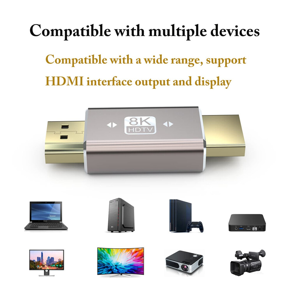 Vmojo 8K Hdmi Male To Male Adapter, Hdmi 2.1 Male To Male Connector Coupler, Straight In-Line Hdmi Adapter Extender, Supports 8K 60Hz 4K 120Hz For Tv 5008191243829