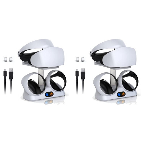 2X Ladestation für PSVR2-Controller mit Headset-Halter, Virtual-Reality-Ladestation für PSVR2-Headset-Display 1
