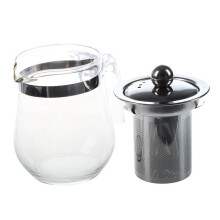 8X 350mL Heat-Resistant Clear Glass Teapot Stainless Steel Infuser Flower Tea Pot