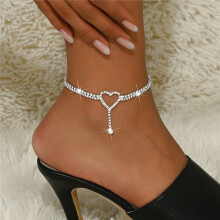 Elegant & Stylish Women's Sexy Heart Anklet | Copper Rhinestone Heart Foot Jewelry for Beach & Party Wear