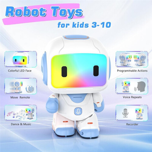 Intelligent Remote Control Robot Toy for Kids, Interactive Recording, LED Lights, Music, Dancing, Programmable Robot 2