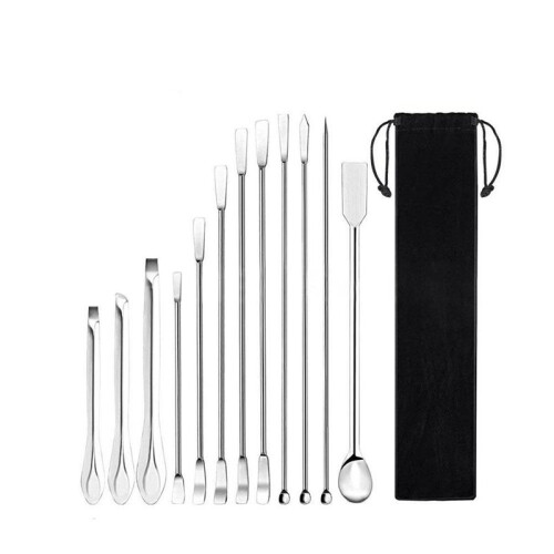 24Pcs Stainless Steels Lab Spoon Spatula Laboratory Sampling Spoon Mixing Spat Sets Working Scraper Laboratory Equipment 1