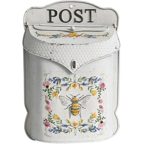 Retro Style Mailbox, Wall Metal Mailbox with Bee Pattern, Nostalgic Home Decoration,Wall Mounted Storage Box Bee Box 1