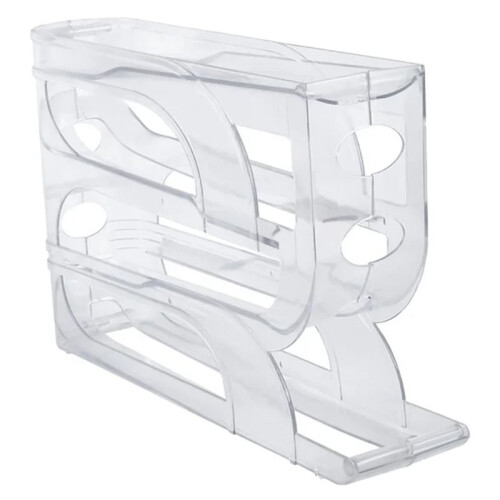 2X Automatic Scrolling Egg Rack Egg Basket Container Roll Down Refrigerator Egg Dispenser Kitchen Home Transparent 1