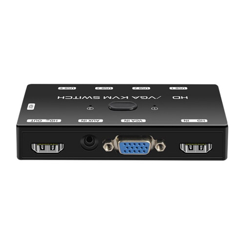 2X KVM  -Compatible+VGA 4K 1080P KVM  with -Compatible Port for 2 Hosts Sharing Mouse Keyboad 2