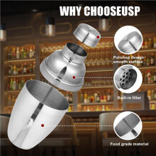 18PCS Cocktail Shaker, Drink Shakers Cocktail,Stainless Martini Shaker, Cocktail Shaker with Strainer, 250ml