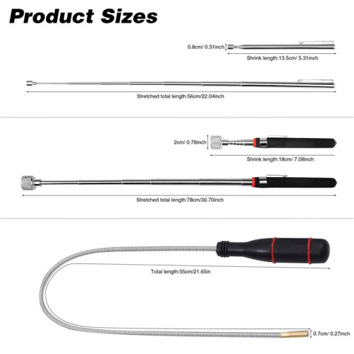 9 Pack Magnetic Pickup Tool- Extendable Magnet, Telescopic Magnetic Pick- Tool, Bendable Flexible Magnetic Pickup Tool 2