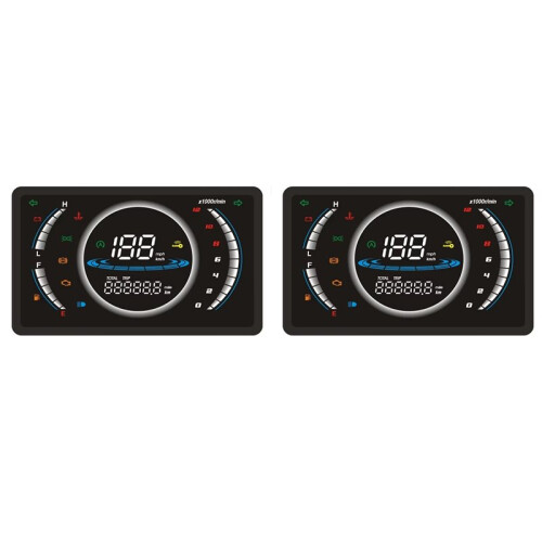 2X 12V Universal Adjustable LED Digital Motorcycle Speedometer RPM Dashboard with Temperature Gear