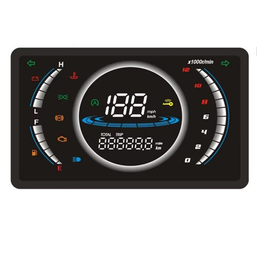 2X 12V Universal Adjustable LED Digital Motorcycle Speedometer RPM Dashboard with Temperature Gear 1