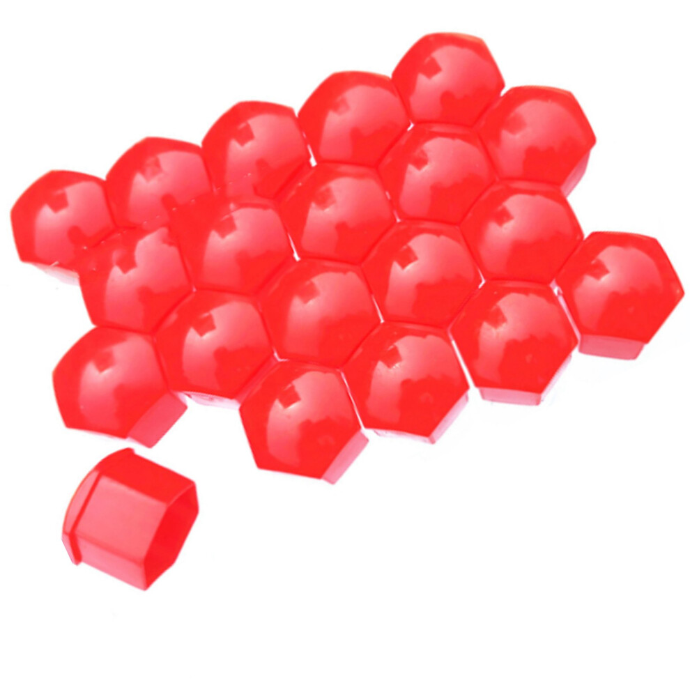 20Pcs Abs Wheel Nut Caps 21Mm Red 7293282144774