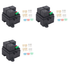 3X 3 Way 4Pin Fuse Holder Relay Holder Circuit Standard ATO Blade Fuse Relay Holder 12V 40A Relay