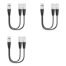 3X Cable Divisor en y XLR Hembra A Doble Macho de 30 cm y 3 Pines, Adaptador de Audio con Cable Divisor de Micrófono