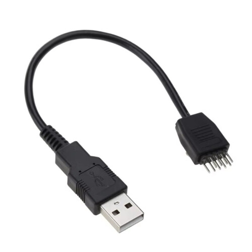 2X Cable USB de 9 Pines A USB, Conector USB 2.0 Tipo A Macho A Conector Macho de 9 Pines para Placa Base. 1