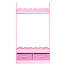 Armadio per Bambini con Specchio-Duoku-Armadio di Stoccaggio per Costumi con Cassetti e Barra per Vestiti-Colore Rosa